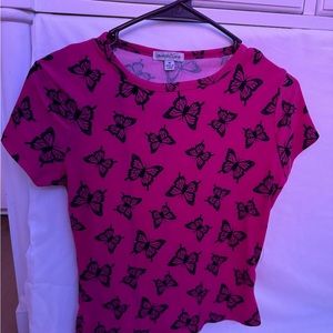 Butterfly pink tee